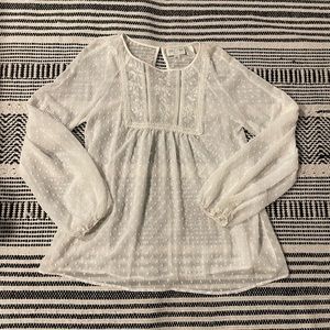 Jun & Ivy White Polka Dot Blouse SMALL